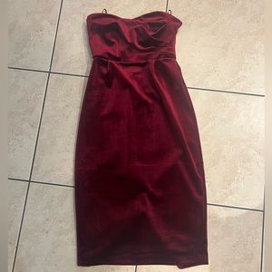 Wine colored strapless dress